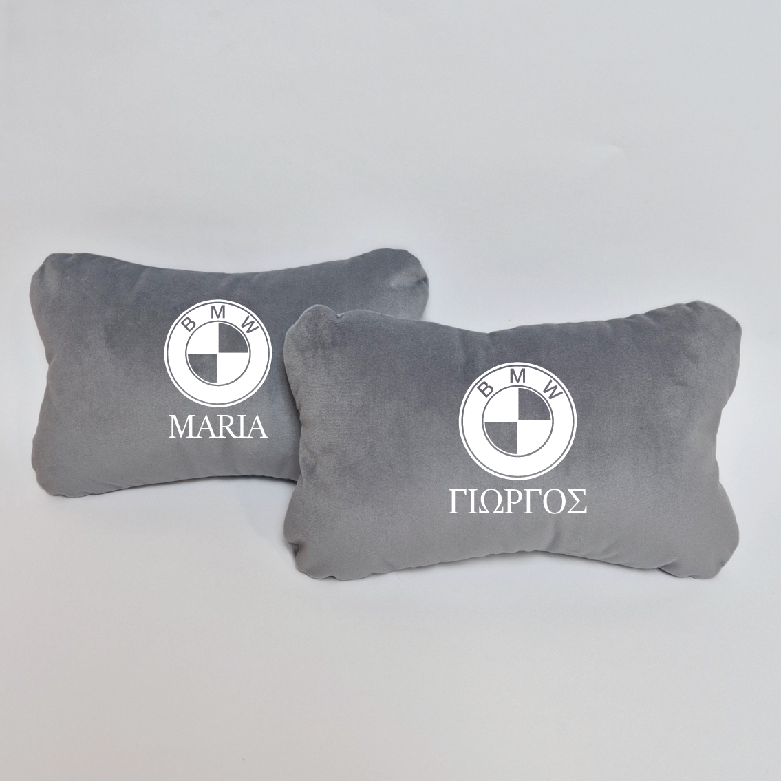 Χειροποίητα μαξιλάρια κεφαλιού BMW - γκρι σουέτ