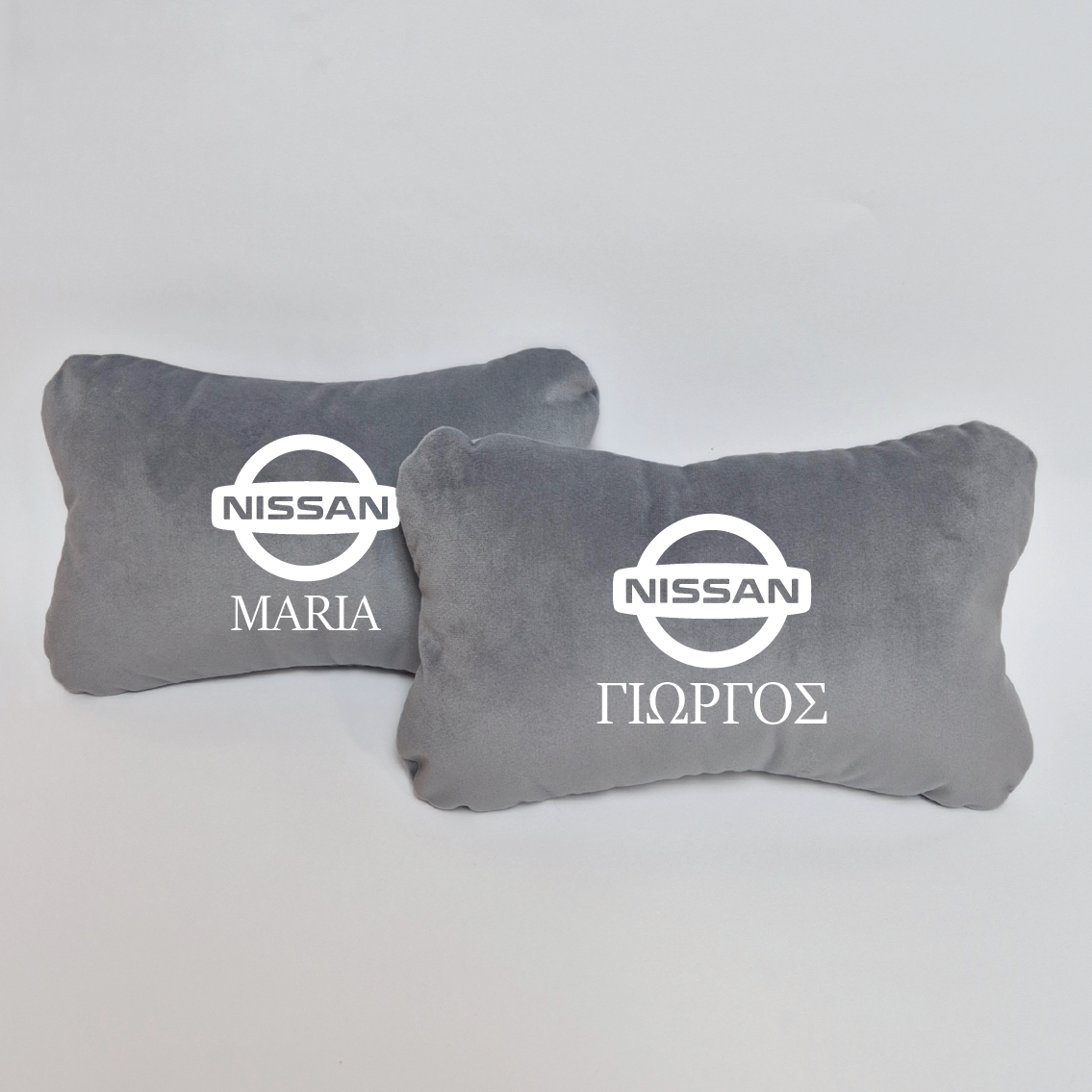 Χειροποίητα μαξιλάρια κεφαλιού NISSAN - γκρι σουέτ