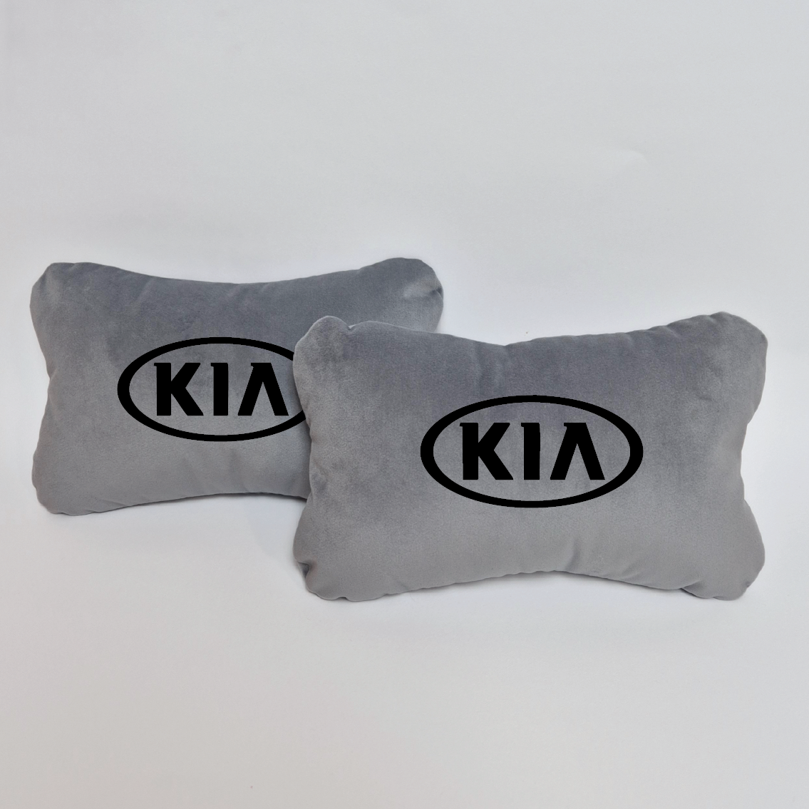 Χειροποίητα μαξιλάρια κεφαλιού KIA OLD LOGO - γκρι σουέτ