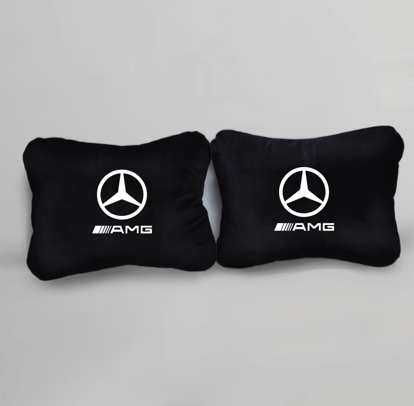 Χειροποίητα μαξιλάρια οσφυϊκής μοίρας MERCEDES LOGO AMG - μαύρο σουέτ
