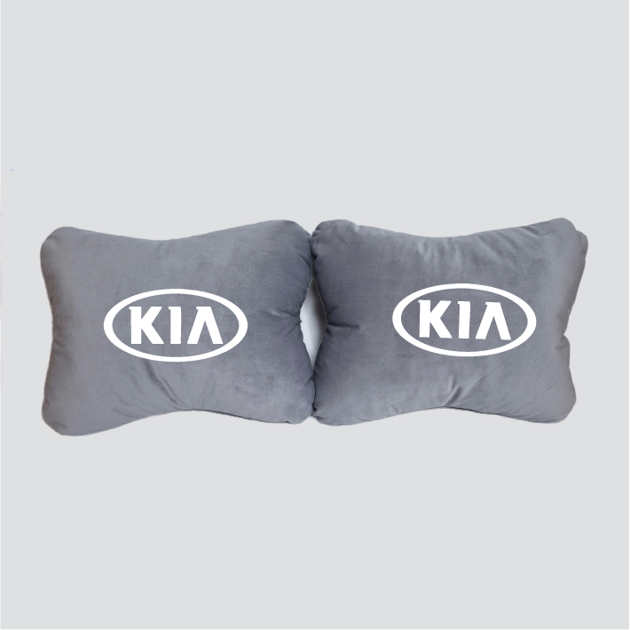 Χειροποίητα μαξιλάρια οσφυϊκής μοίρας KIA OLD LOGO - γκρι σουέτ
