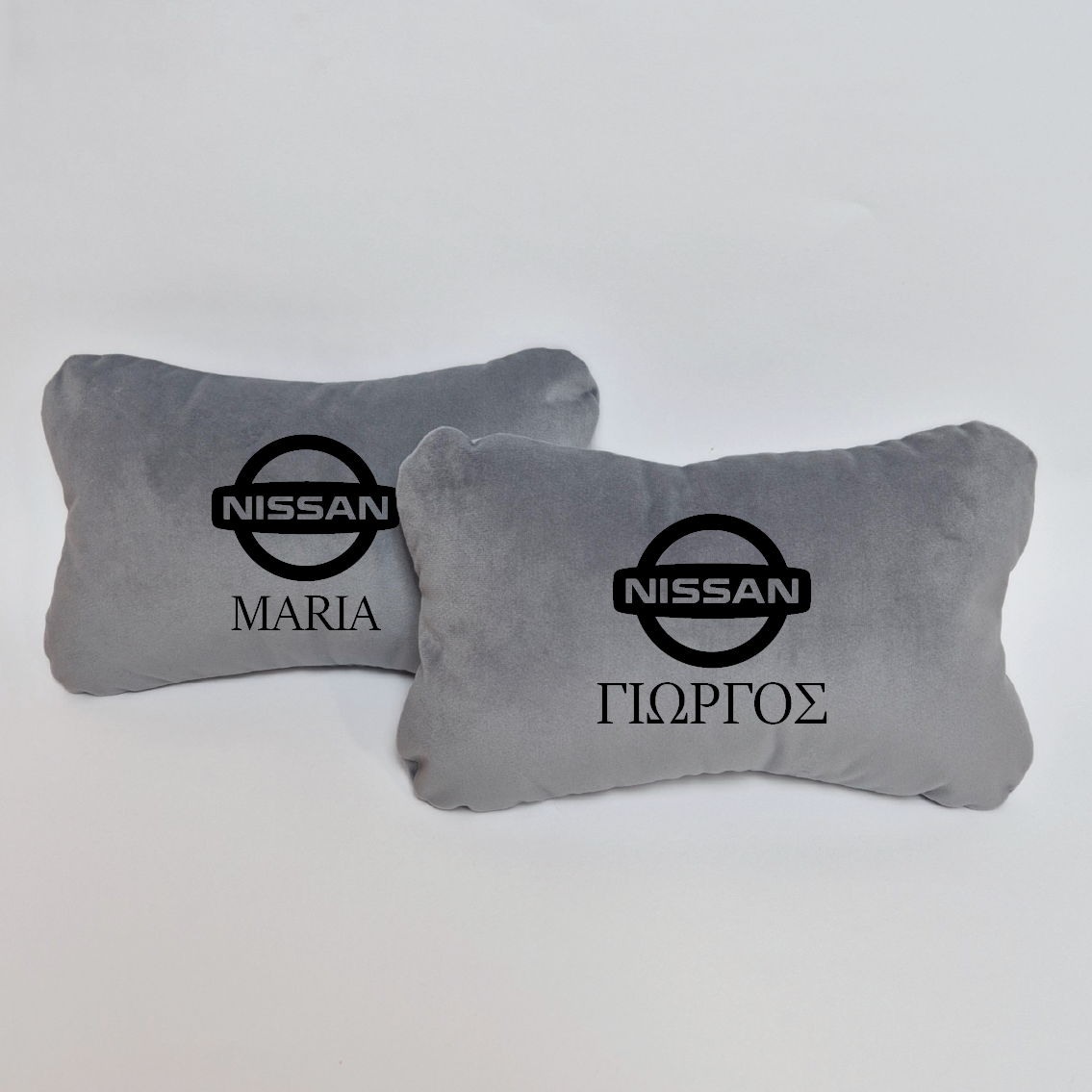 Χειροποίητα μαξιλάρια κεφαλιού NISSAN - γκρι σουέτ