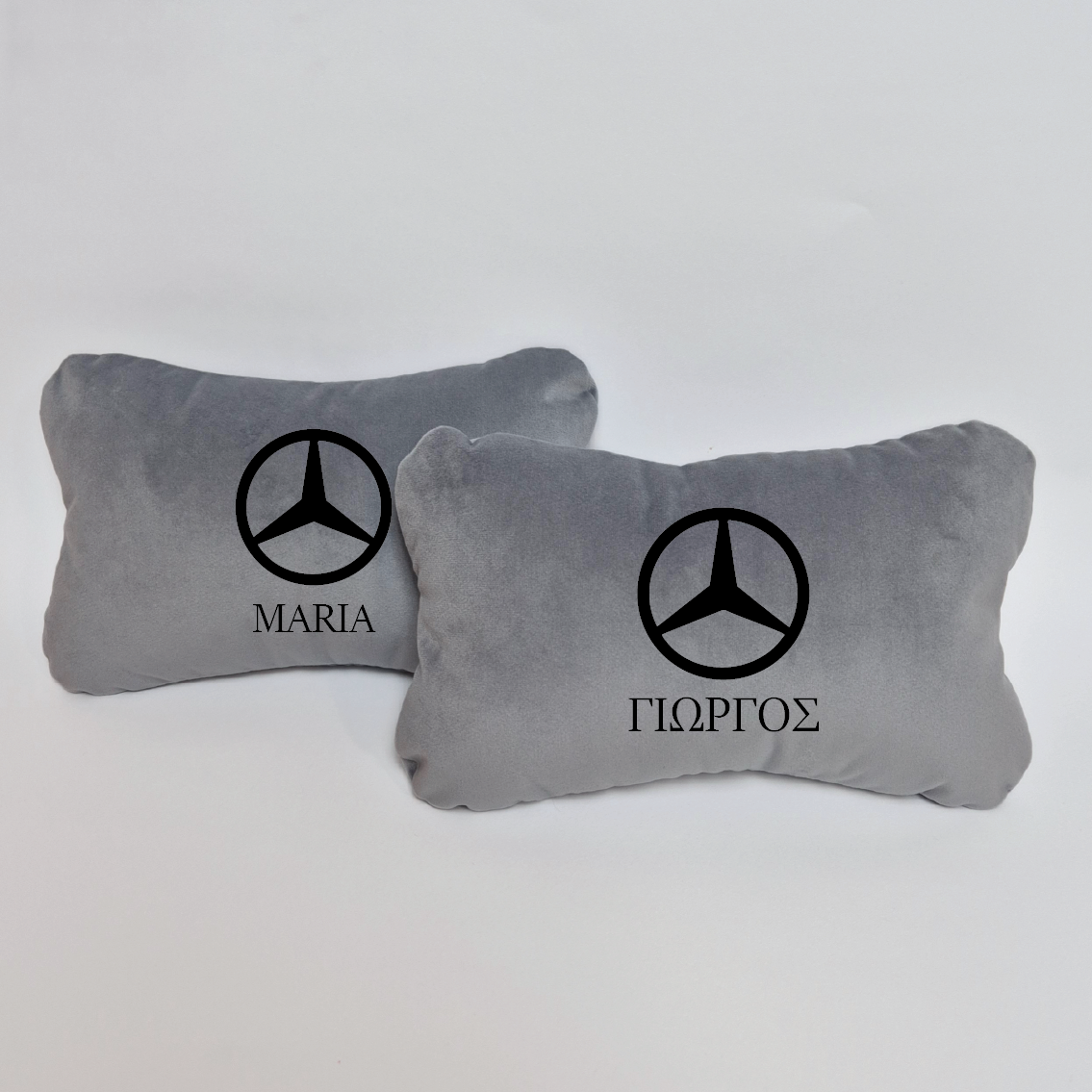 Χειροποίητα μαξιλάρια κεφαλιού MERCEDES LOGO AMG - γκρι σουέτ