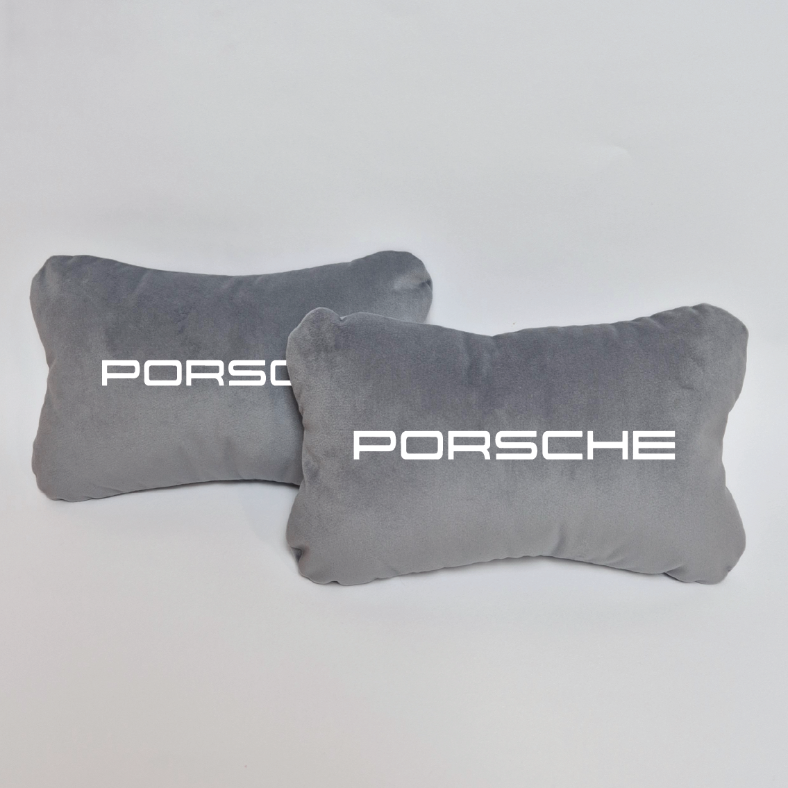 Χειροποίητα μαξιλάρια κεφαλιού PORSCHE - γκρι σουέτ