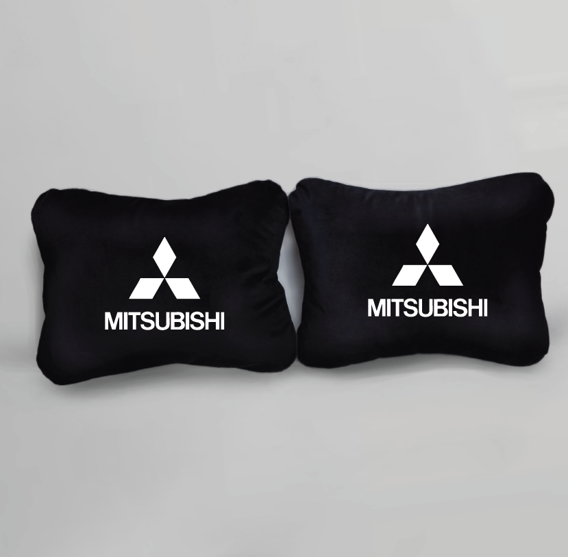 Χειροποίητα μαξιλάρια οσφυϊκής μοίρας MITSUBISHI LOGO - μαύρο σουέτ