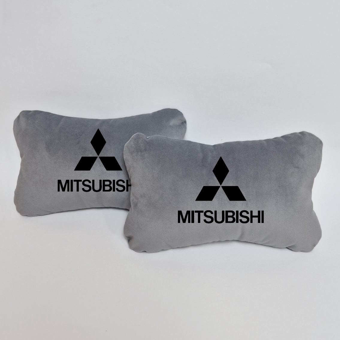Χειροποίητα μαξιλάρια κεφαλιού MITSUBISHI LOGO - γκρι σουέτ