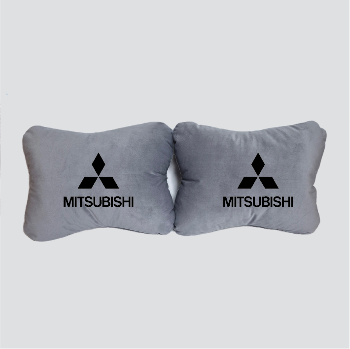 Χειροποίητα μαξιλάρια οσφυϊκής μοίρας MITSUBISHI LOGO - γκρι σουέτ