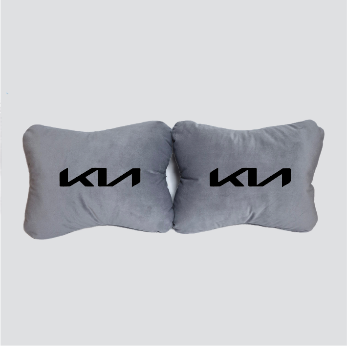 Χειροποίητα μαξιλάρια οσφυϊκής μοίρας KIA NEW LOGO - γκρι σουέτ