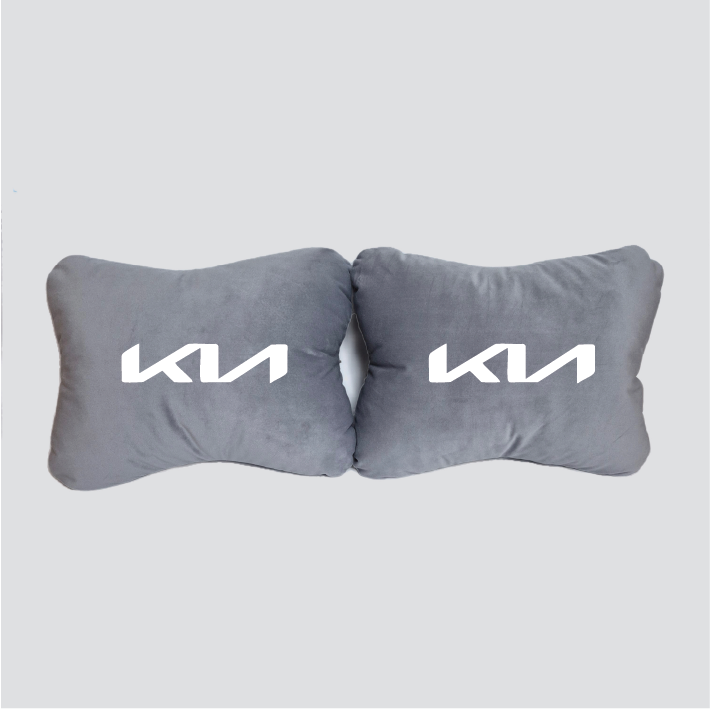 Χειροποίητα μαξιλάρια οσφυϊκής μοίρας KIA NEW LOGO - γκρι σουέτ