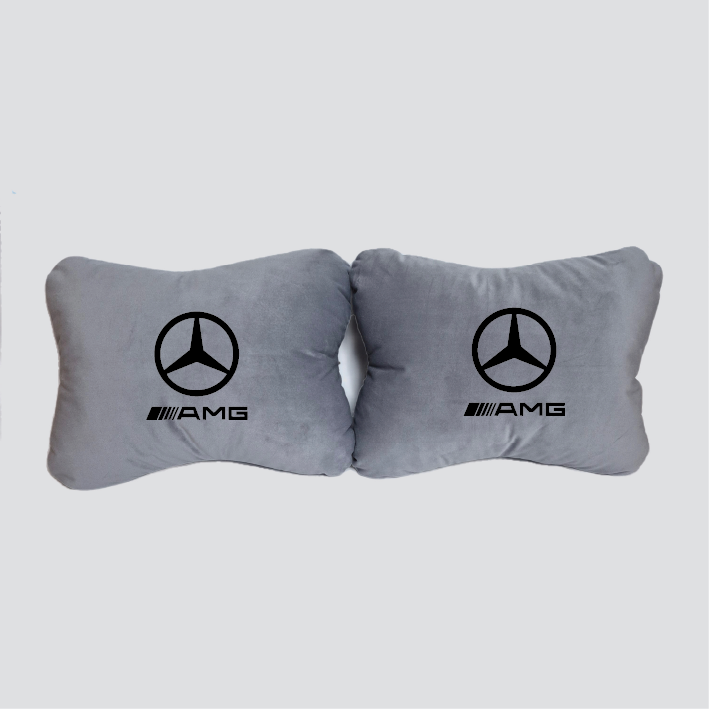 Χειροποίητα μαξιλάρια οσφυϊκής μοίρας MERCEDES LOGO AMG - γκρι σουέτ