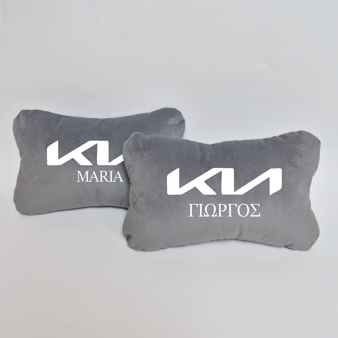 Χειροποίητα μαξιλάρια κεφαλιού KIA NEW LOGO - γκρι σουέτ
