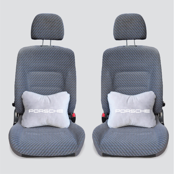 Χειροποίητα μαξιλάρια οσφυϊκής μοίρας PORSCHE - γκρι σουέτ