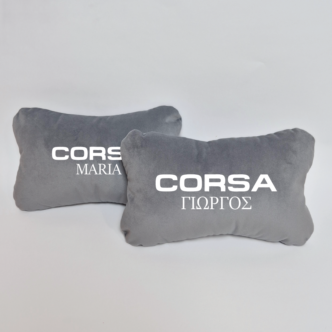 Χειροποίητα μαξιλάρια κεφαλιού OPEL CORSA - γκρι σουέτ