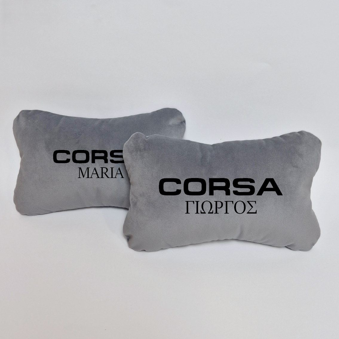Χειροποίητα μαξιλάρια κεφαλιού OPEL CORSA - γκρι σουέτ
