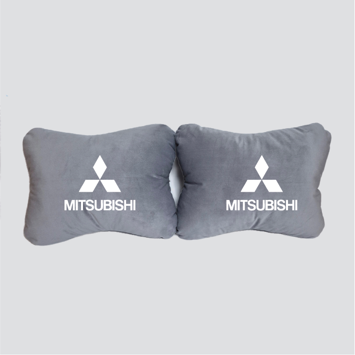 Χειροποίητα μαξιλάρια οσφυϊκής μοίρας MITSUBISHI LOGO - γκρι σουέτ