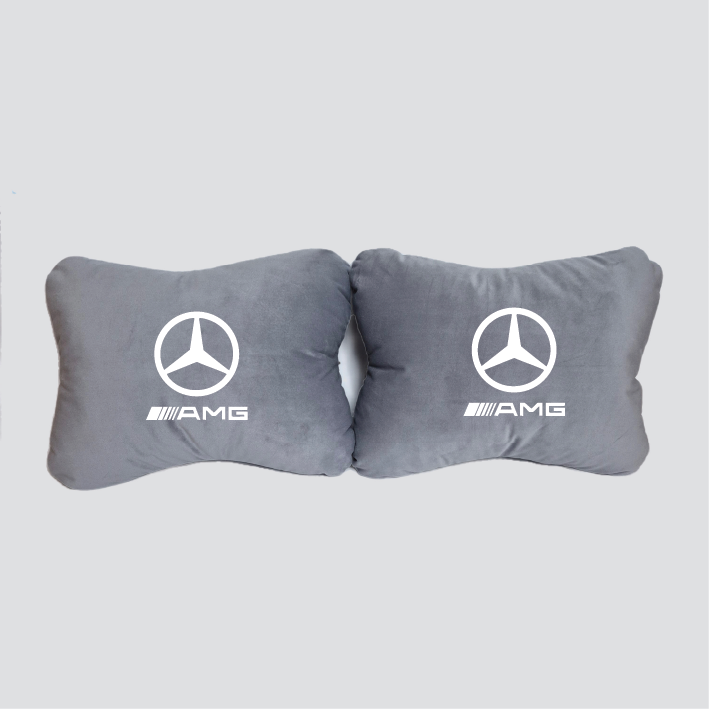 Χειροποίητα μαξιλάρια οσφυϊκής μοίρας MERCEDES LOGO AMG - γκρι σουέτ