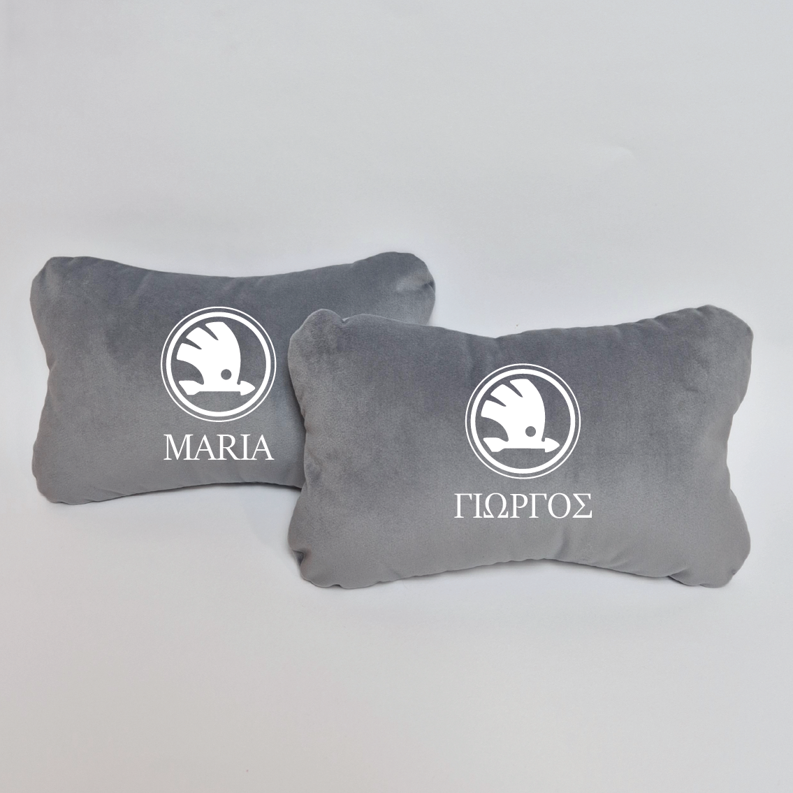 Χειροποίητα μαξιλάρια κεφαλιού SKODA - γκρι σουέτ