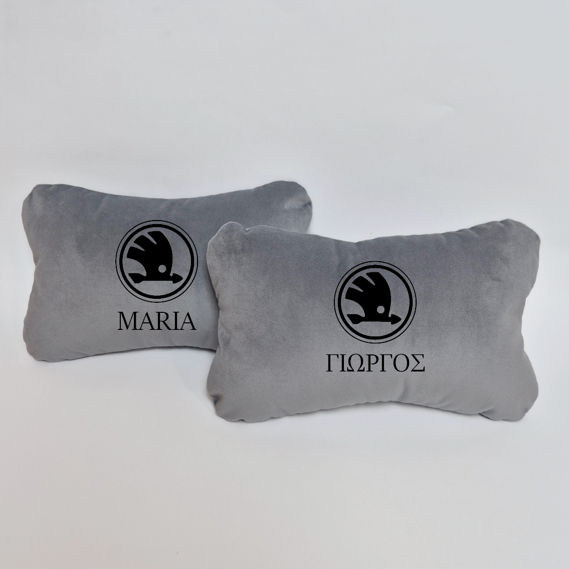 Χειροποίητα μαξιλάρια κεφαλιού SKODA - γκρι σουέτ