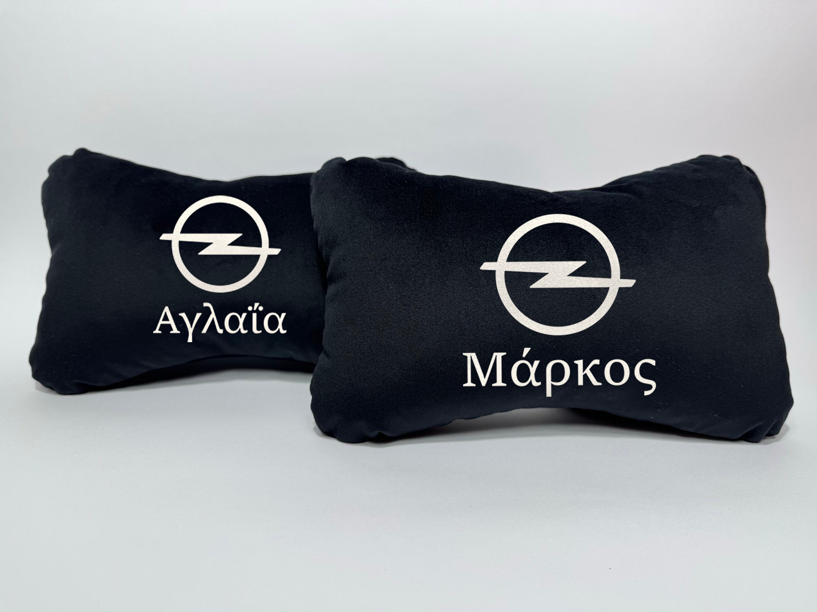 Χειροποίητα μαξιλάρια κεφαλιού OPEL LOGO - μαύρο σουέτ
