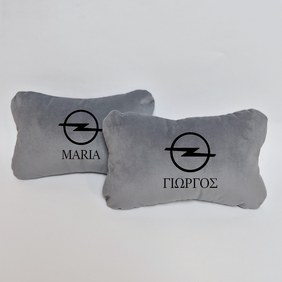 Χειροποίητα μαξιλάρια κεφαλιού OPEL LOGO - γκρι σουέτ