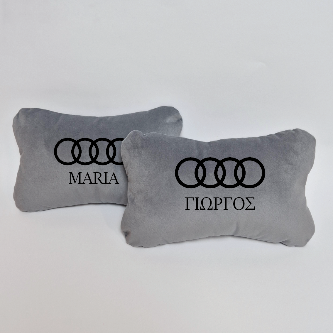 Χειροποίητα μαξιλάρια κεφαλιού AUDI - γκρι σουέτ
