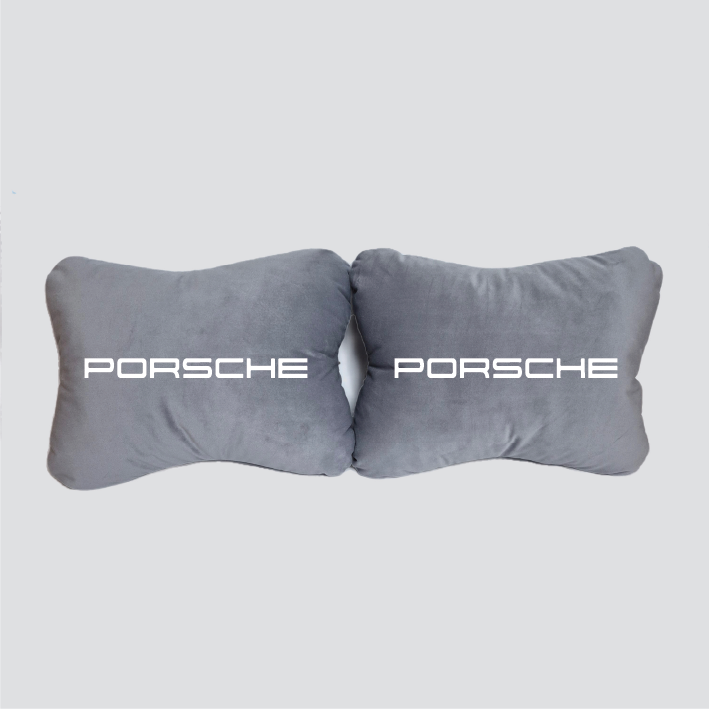 Χειροποίητα μαξιλάρια οσφυϊκής μοίρας PORSCHE - γκρι σουέτ