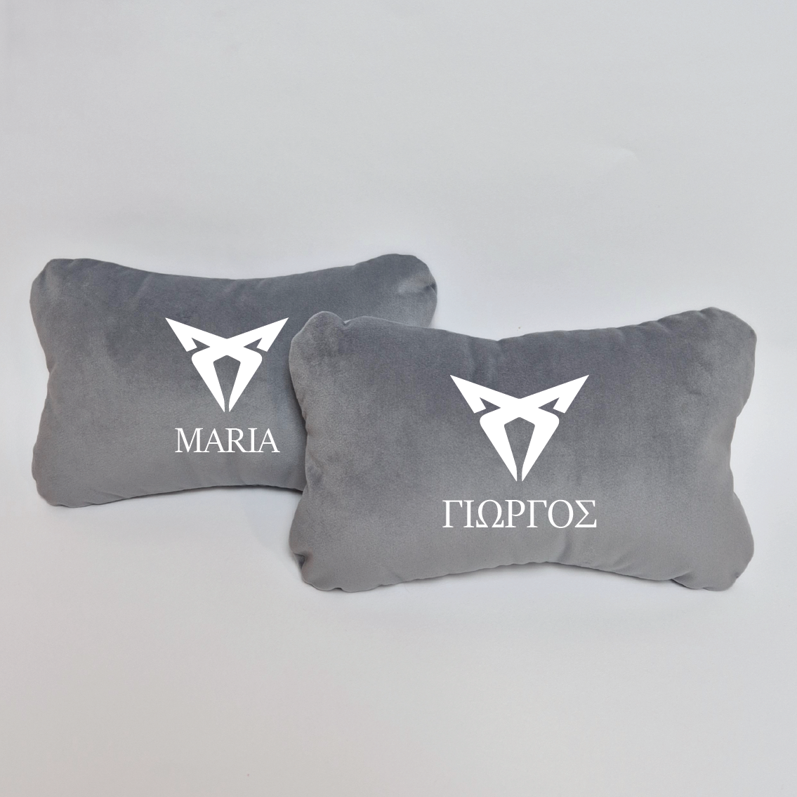 Χειροποίητα μαξιλάρια κεφαλιού SEAT CUPRA - γκρι σουέτ