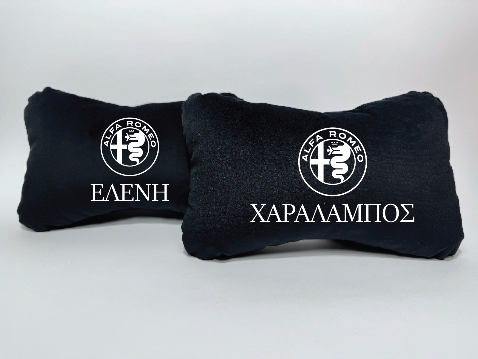 Χειροποίητα μαξιλάρια κεφαλιού ALFA ROMEO - μαύρο σουέτ