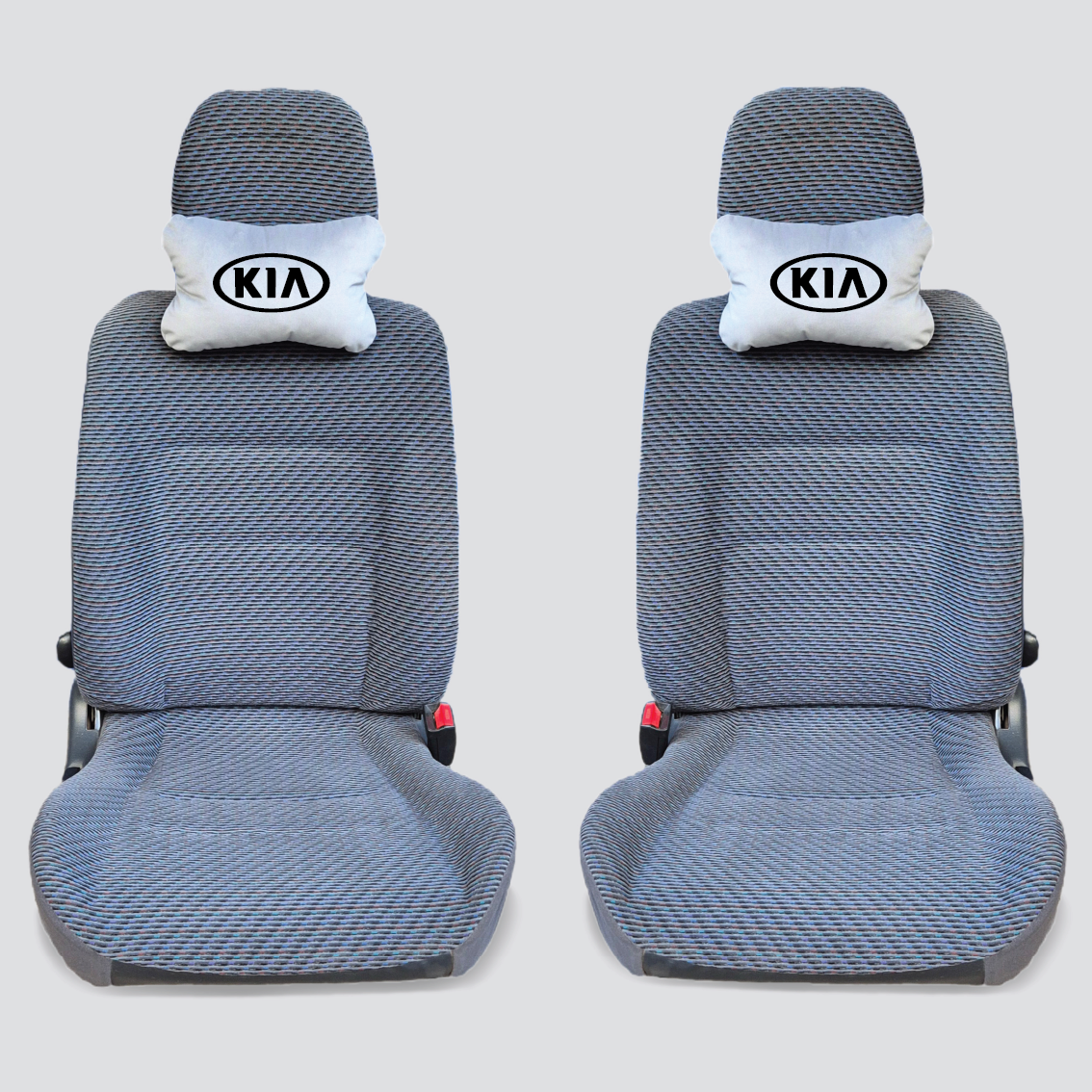 Χειροποίητα μαξιλάρια κεφαλιού KIA OLD LOGO - γκρι σουέτ