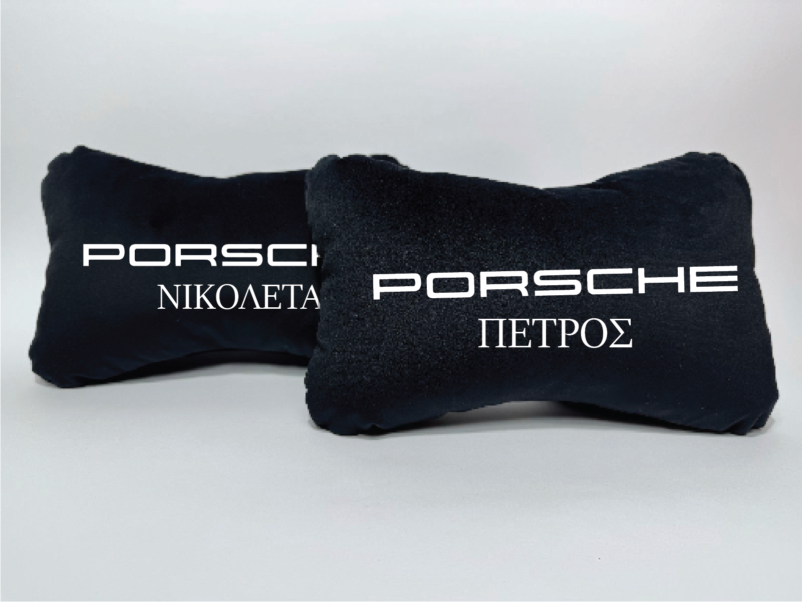 Χειροποίητα μαξιλάρια κεφαλιού PORSCHE - μαύρο σουέτ