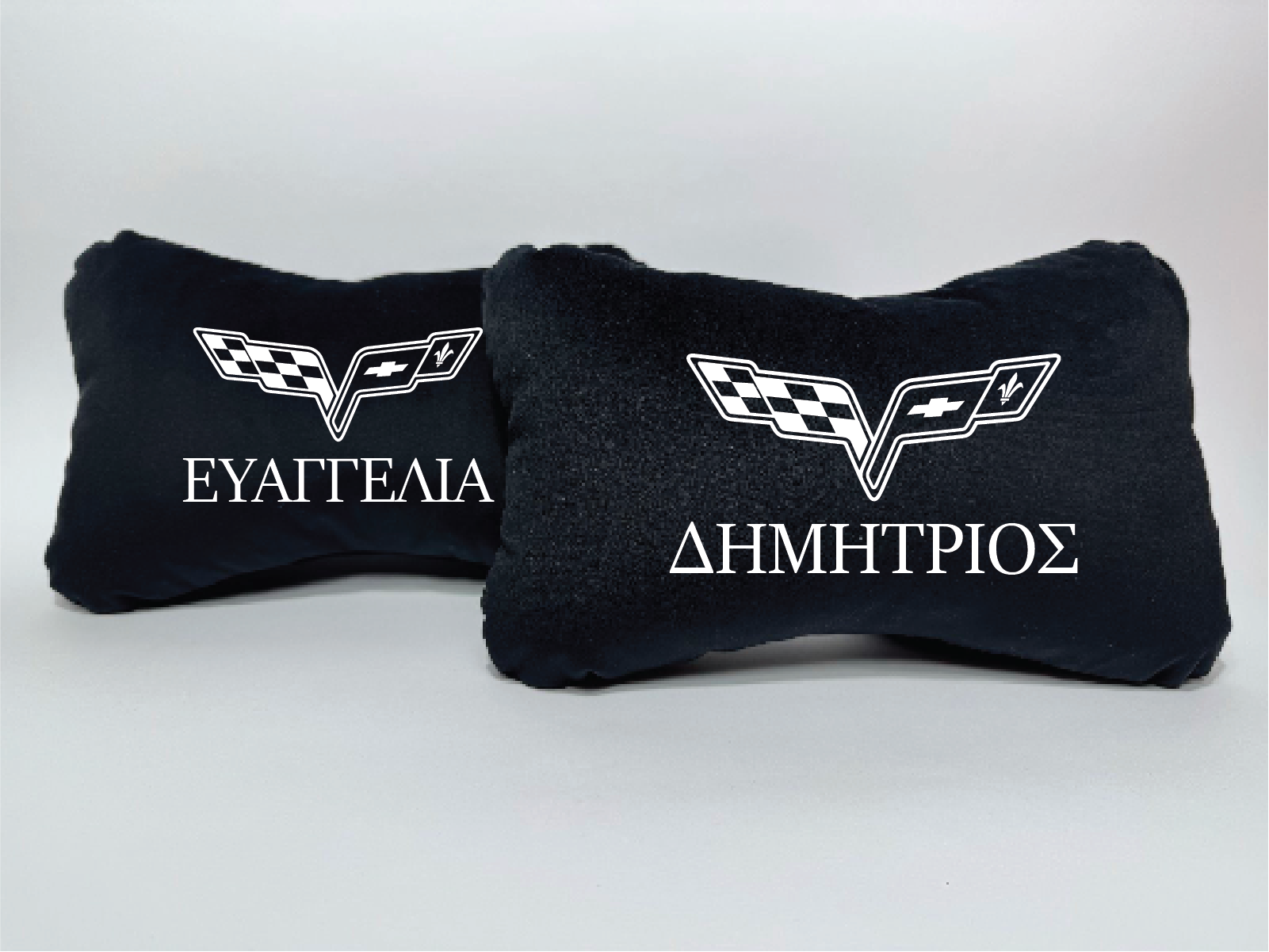 Χειροποίητα μαξιλάρια κεφαλιού CHEVROLET CORVETTE - μαύρο σουέτ