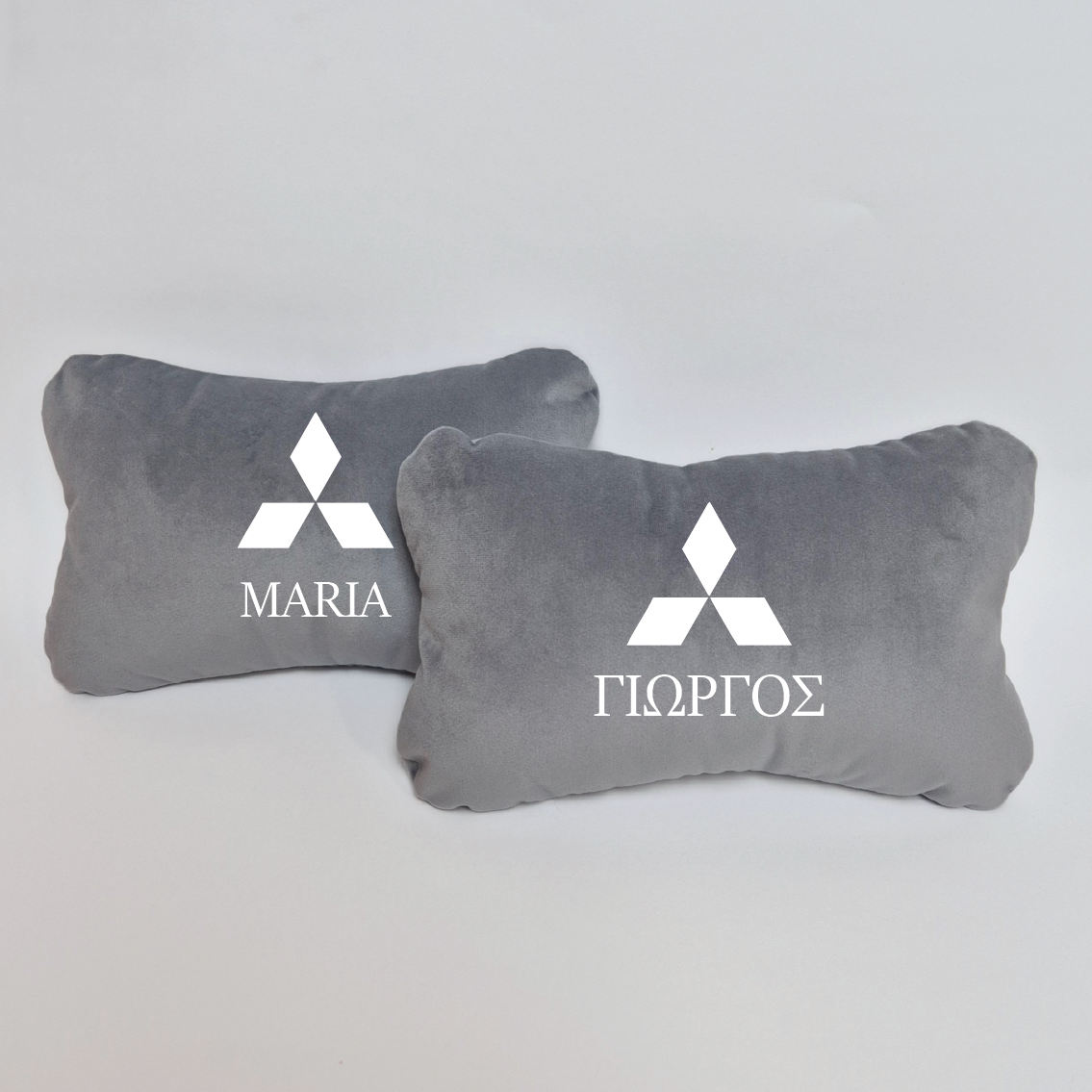 Χειροποίητα μαξιλάρια κεφαλιού MITSUBISHI LOGO - γκρι σουέτ