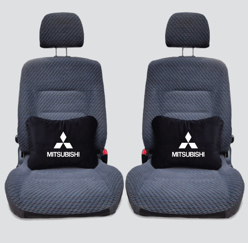 Χειροποίητα μαξιλάρια οσφυϊκής μοίρας MITSUBISHI LOGO - μαύρο σουέτ