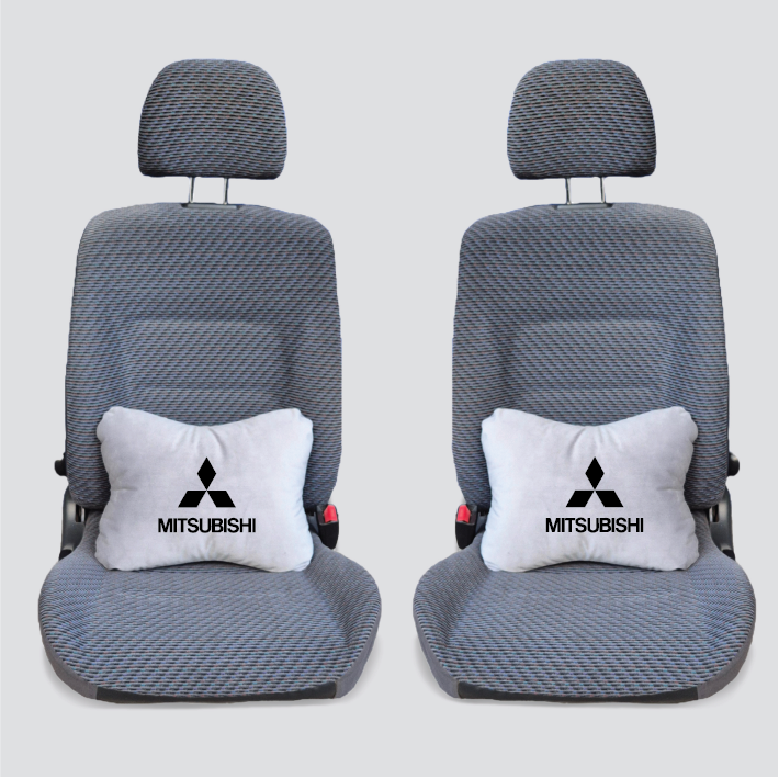 Χειροποίητα μαξιλάρια οσφυϊκής μοίρας MITSUBISHI LOGO - γκρι σουέτ